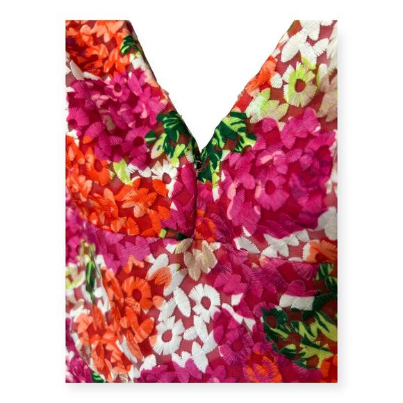 NWT Monique Lhuillier Riona size 2 Floral Embroidered Cocktail Dress Pink Rose - Picture 5 of 10